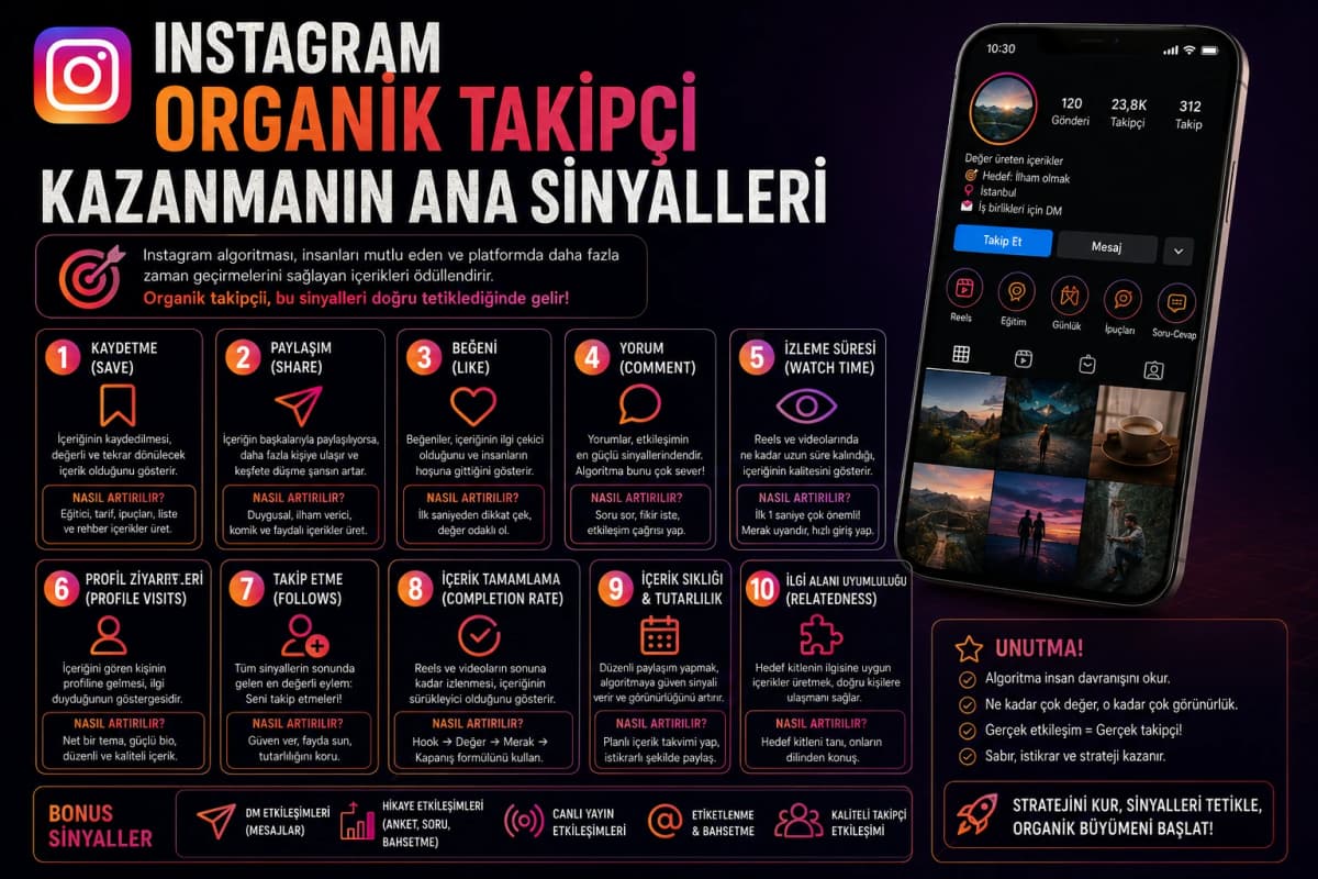 Instagram Organik Takipçi Kazanmanın Ana Sinyalleri Instagram Organik Takipçi Kazanmanın Ana Sinyalleri